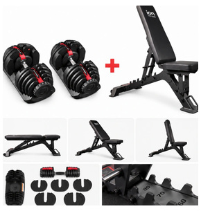 Halteres Ajustáveis ION fitness de 5 a 40 kg (Par) + Banco de Musculação Ajustável MB3000